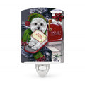 Westie Christmas Letter to Santa Ceramic Night Light Compact, UL-Certified, Ideal for Bedroom, Bathroom, Nursery, Hallway, Kitchen, 6x4x3, Multicolor