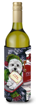 Westie Christmas Letter to Santa Wine Bottle Hugger Gift Sleeve for Standard 750 ml Bottles, Insulated Reusable Also Fits Mini Shot & Pint Bottles