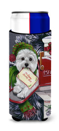 Westie Christmas Letter to Santa Slim Can Hugger , Insulated Foam Hugger for 12 oz Slim Cans, Beer Bottles & Water Bottles, Printed in USA