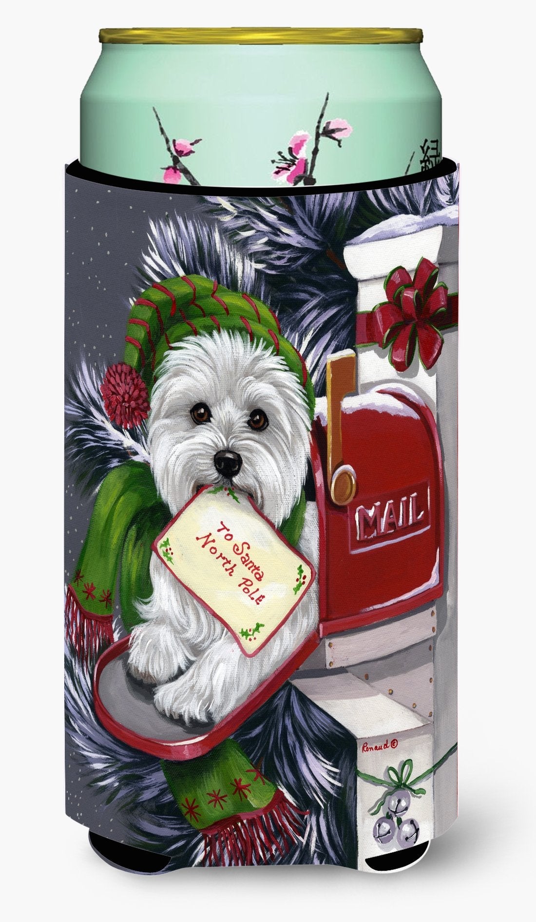 Westie Christmas Letter to Santa Tall Boy Hugger Can Cooler Sleeve Machine Washable Drink Collapsible Insulator Beverage Insulated Holder
