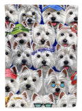Westie Many Faces House Flag 28x40 Porch Sleeve Pole Decorative Outside Yard Banner Artwork Wall Hanging, Polyester