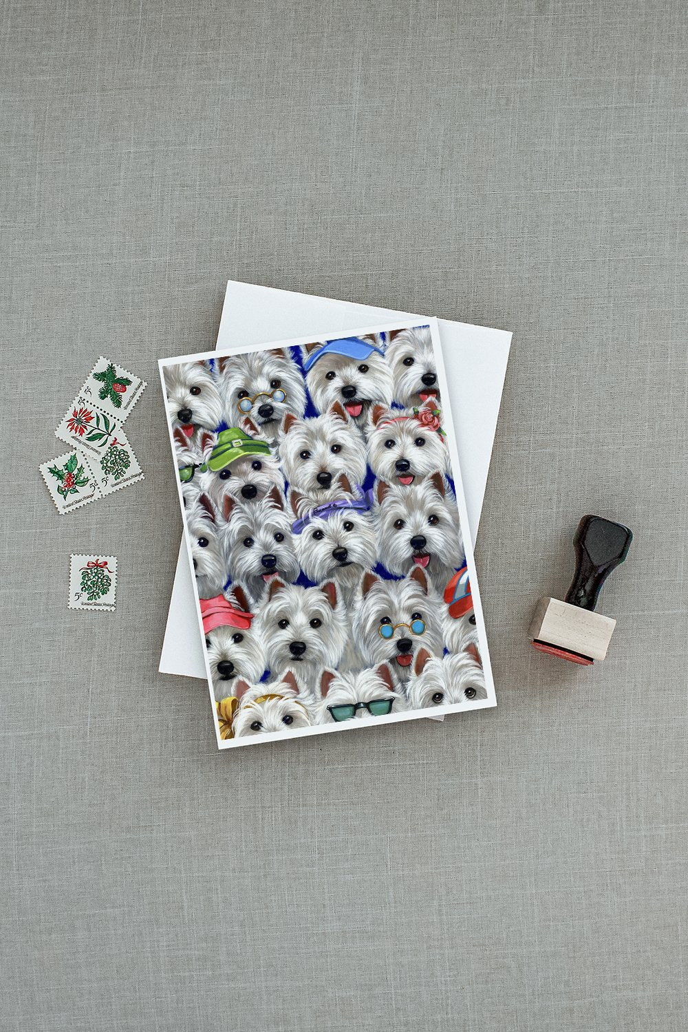 Westie Many Faces Greeting Cards Pack of 8 Blank Cards with Envelopes Whimsical A7 Size 5x7