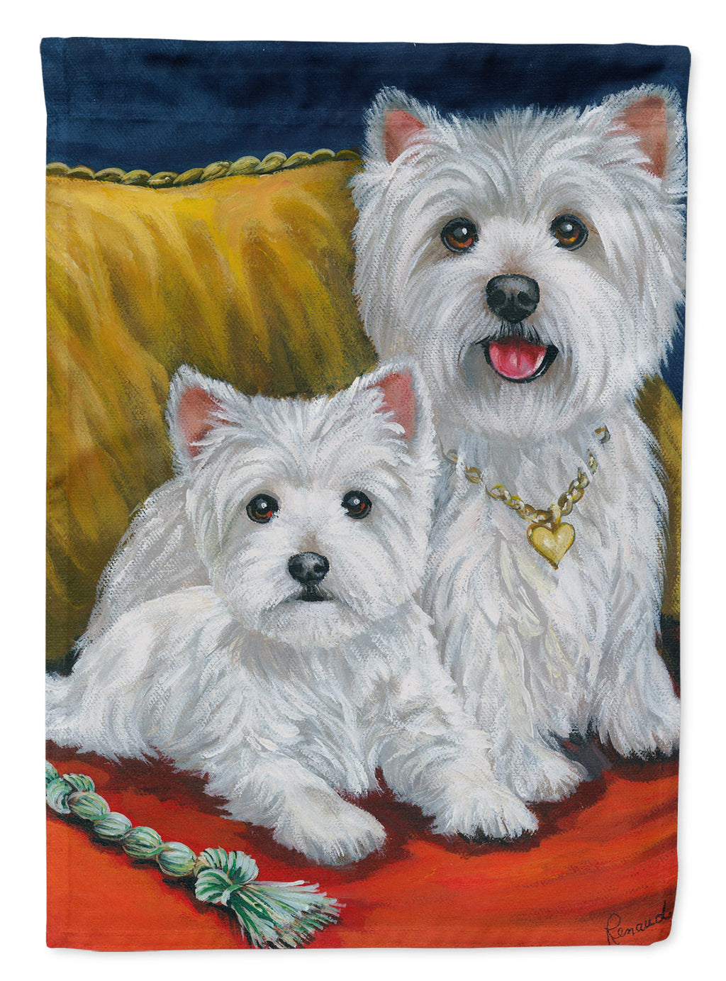 Westie Mom and Pup House Flag 28x40 Porch Sleeve Pole Decorative Outside Yard Banner Artwork Wall Hanging, Polyester