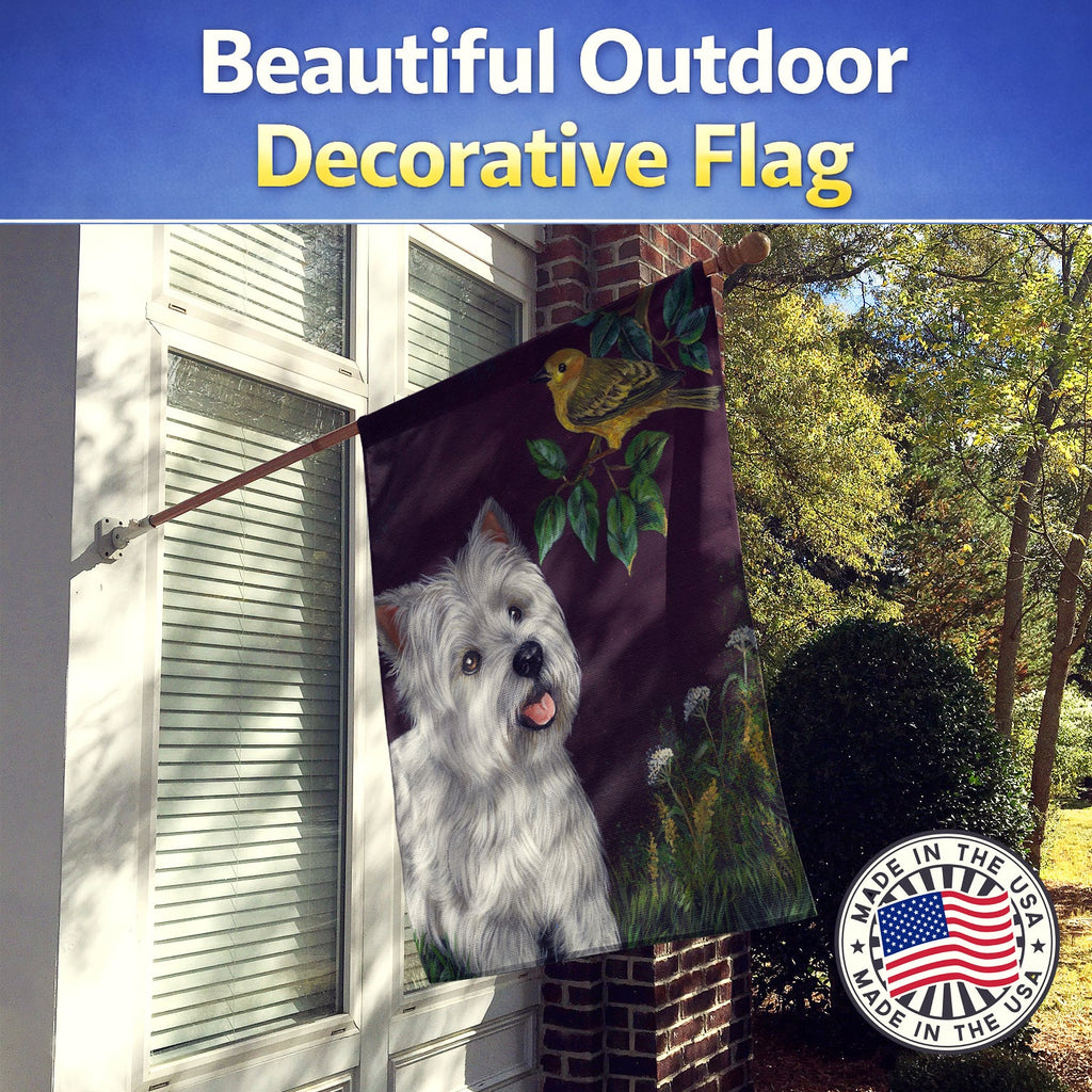 Westie Nature House Flag 28x40 Porch Sleeve Pole Decorative Outside Yard Banner Artwork Wall Hanging, Polyester