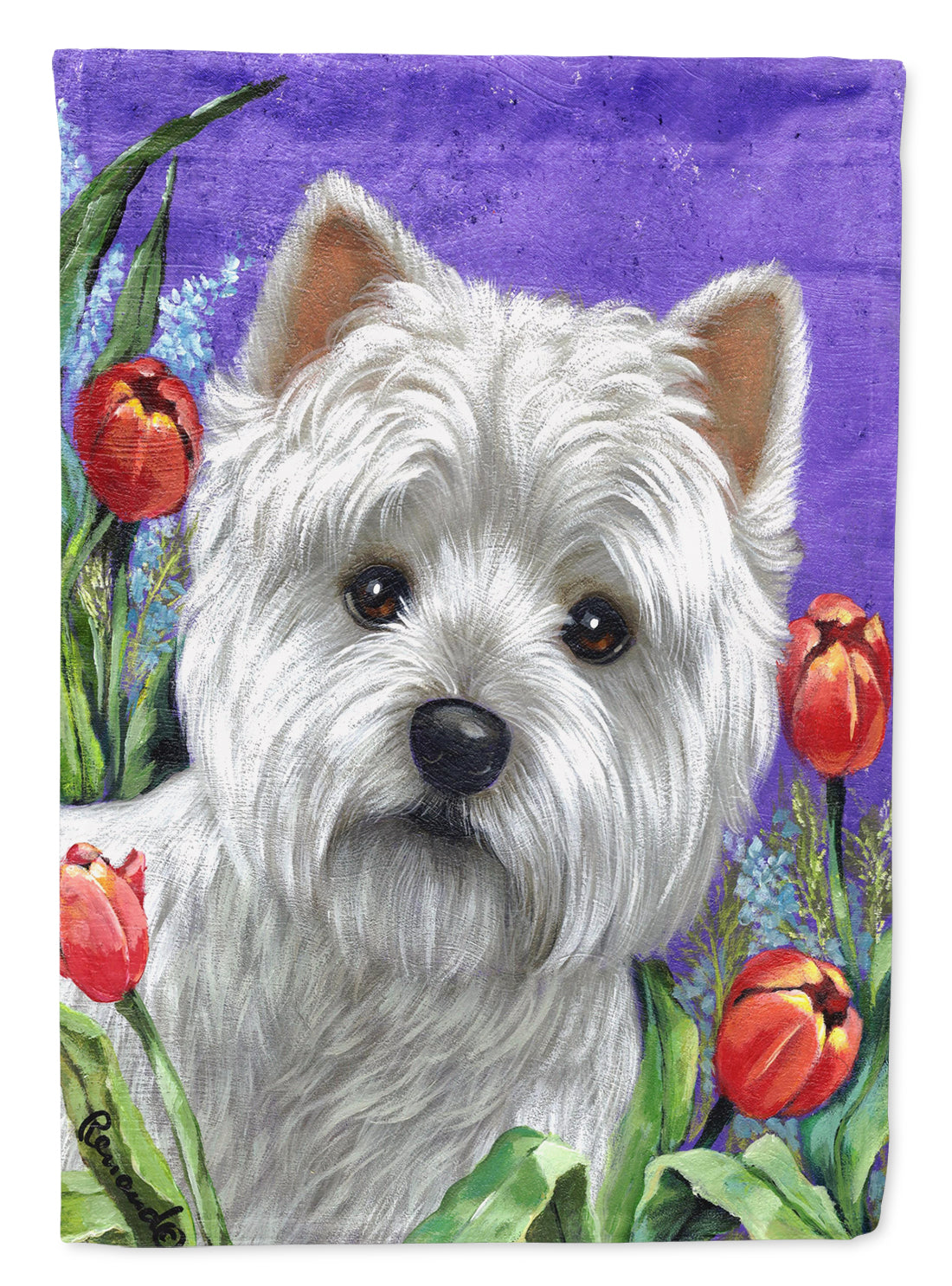 Westie Paradise House Flag 28x40 Porch Sleeve Pole Decorative Outside Yard Banner Artwork Wall Hanging, Polyester