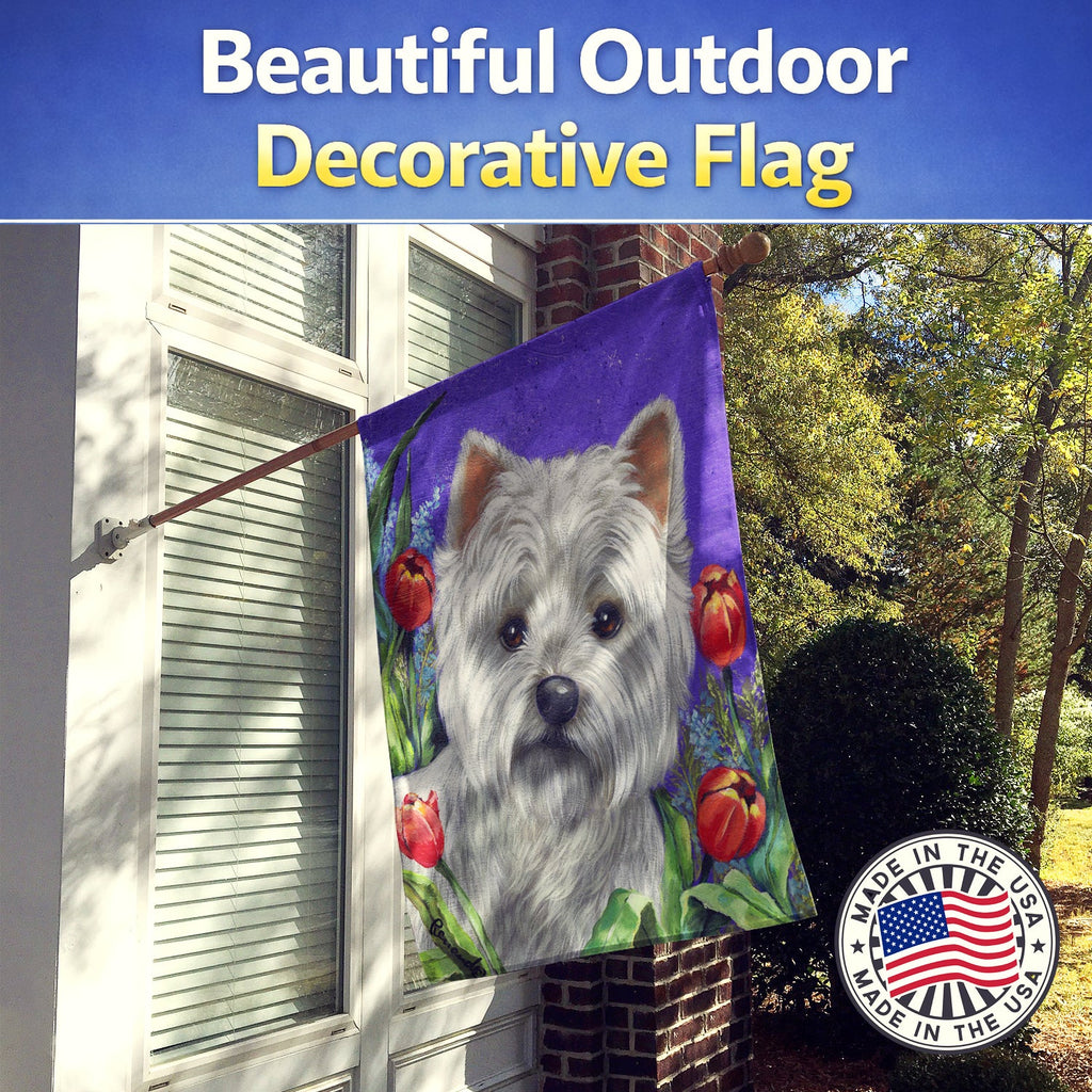 Westie Paradise House Flag 28x40 Porch Sleeve Pole Decorative Outside Yard Banner Artwork Wall Hanging, Polyester