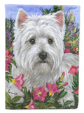 Westie Petunia House Flag 28x40 Porch Sleeve Pole Decorative Outside Yard Banner Artwork Wall Hanging, Polyester
