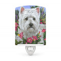 Westie Petunia Ceramic Night Light Compact, UL-Certified, Ideal for Bedroom, Bathroom, Nursery, Hallway, Kitchen, 6x4x3, Multicolor
