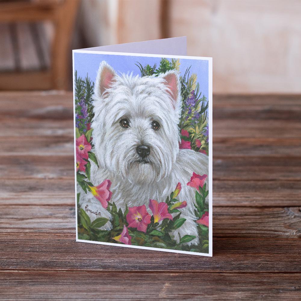 Westie Petunia Greeting Cards Pack of 8 Blank Cards with Envelopes Whimsical A7 Size 5x7