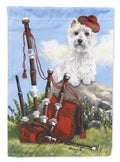 Westie Piper House Flag 28x40 Porch Sleeve Pole Decorative Outside Yard Banner Artwork Wall Hanging, Polyester