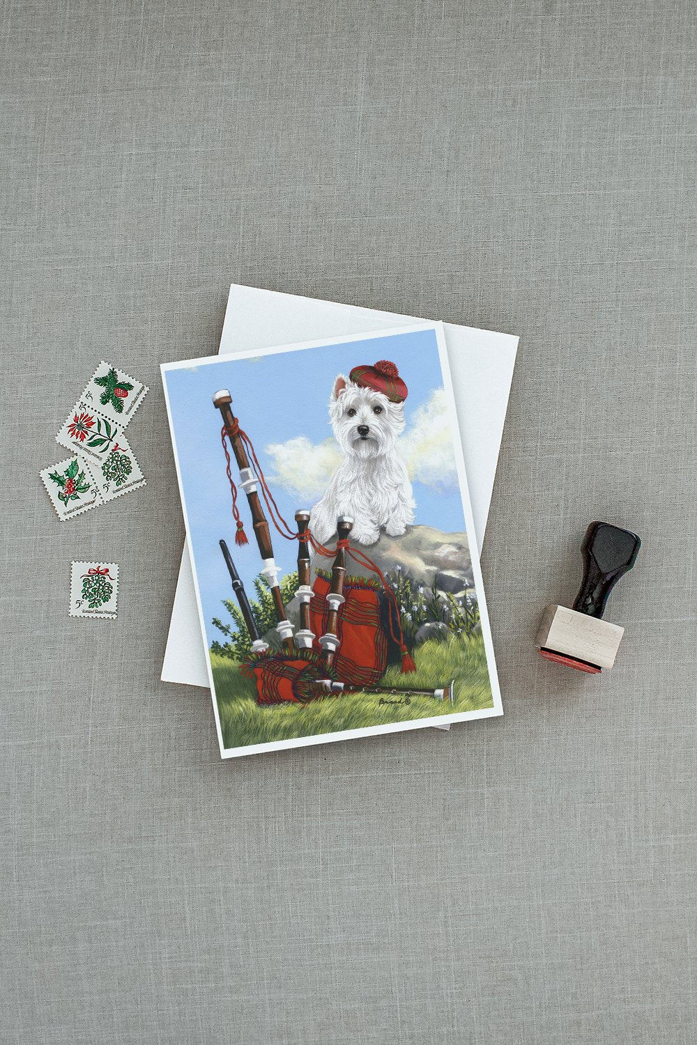 Westie Piper Greeting Cards Pack of 8 Blank Cards with Envelopes Whimsical A7 Size 5x7