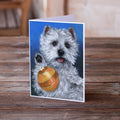 Westie Play Ball Greeting Cards Pack of 8 Blank Cards with Envelopes Whimsical A7 Size 5x7