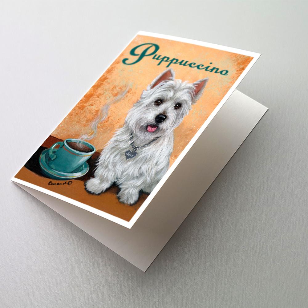Westie Puppuccino Greeting Cards Pack of 8 Blank Cards with Envelopes Whimsical A7 Size 5x7