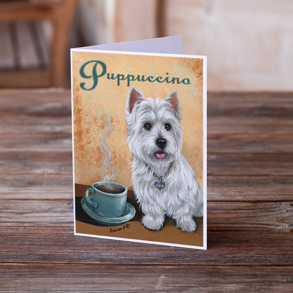 Westie Puppuccino Greeting Cards Pack of 8 Blank Cards with Envelopes Whimsical A7 Size 5x7