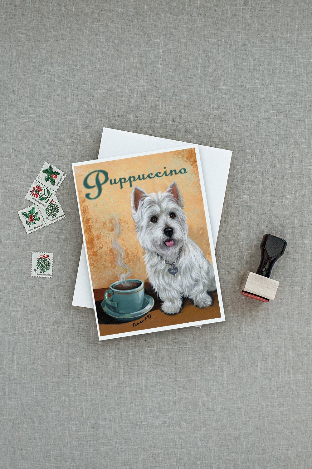 Westie Puppuccino Greeting Cards Pack of 8 Blank Cards with Envelopes Whimsical A7 Size 5x7