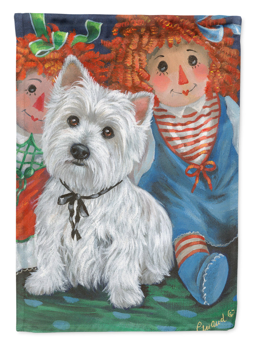 Westie Ragdoll House Flag 28x40 Porch Sleeve Pole Decorative Outside Yard Banner Artwork Wall Hanging, Polyester