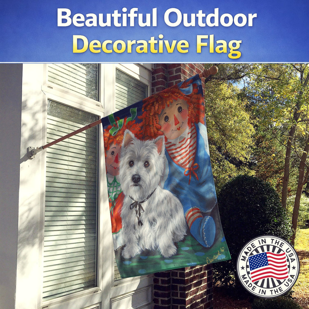 Westie Ragdoll House Flag 28x40 Porch Sleeve Pole Decorative Outside Yard Banner Artwork Wall Hanging, Polyester