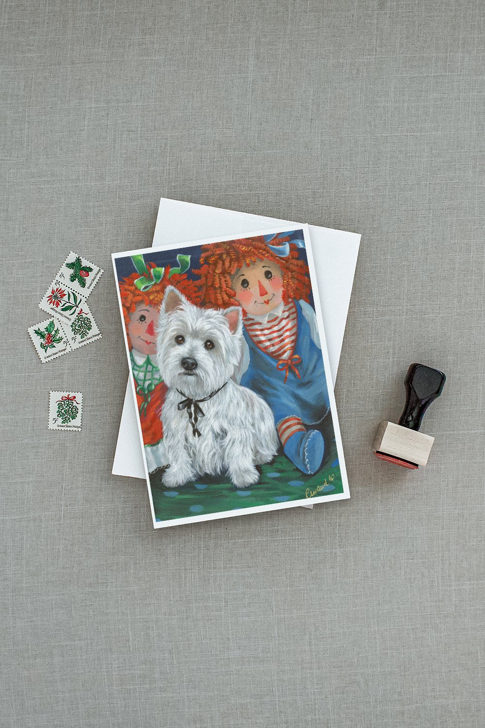 Westie Ragdoll Greeting Cards Pack of 8 Blank Cards with Envelopes Whimsical A7 Size 5x7