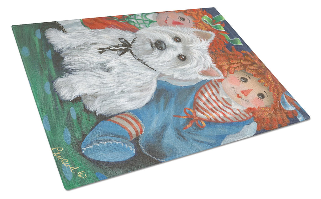 Westie Ragdoll Cutting Board Tempered Glass Kitchen Cutting Surface, Heat Resistant Chopping, Non-Slip Feet, Food Prep & Serving