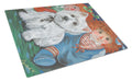 Westie Ragdoll Cutting Board Tempered Glass Kitchen Cutting Surface, Heat Resistant Chopping, Non-Slip Feet, Food Prep & Serving