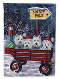 Westie Christmas Red Wagon House Flag 28x40 Porch Sleeve Pole Decorative Outside Yard Banner Artwork Wall Hanging, Polyester