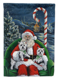 Westie Christmas Santa's Village House Flag 28x40 Porch Sleeve Pole Decorative Outside Yard Banner Artwork Wall Hanging, Polyester