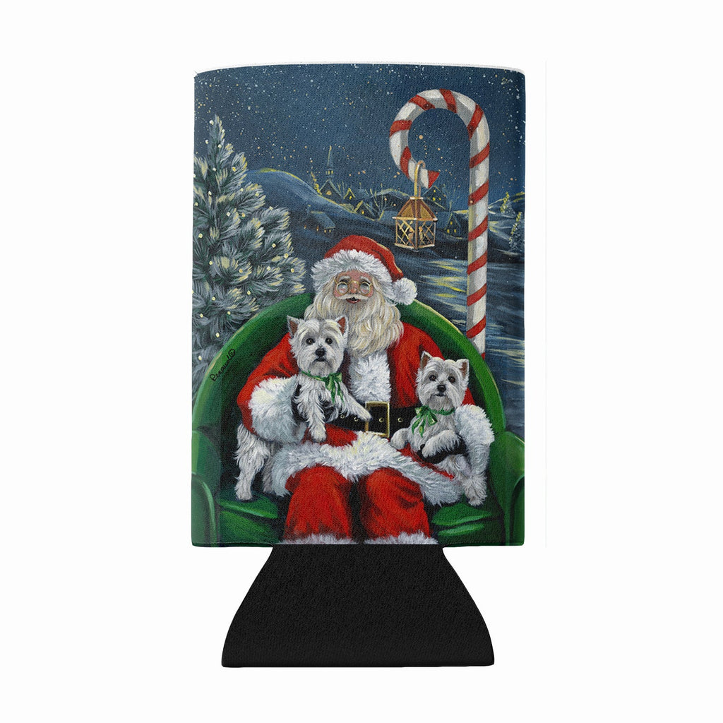 Westie Christmas Santa's Village Wine Bottle Hugger Gift Sleeve for Standard 750 ml Bottles, Insulated Reusable Also Fits Mini Shot & Pint Bottles