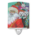 Westie Christmas Santa's Westies Ceramic Night Light Compact, UL-Certified, Ideal for Bedroom, Bathroom, Nursery, Hallway, Kitchen, 6x4x3, Multicolor