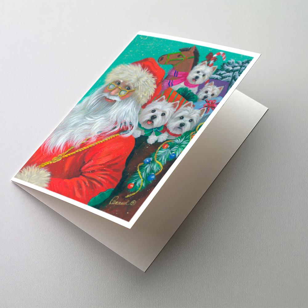 Westie Christmas Santa's Westies Greeting Cards Pack of 8 Blank Cards with Envelopes Whimsical A7 Size 5x7