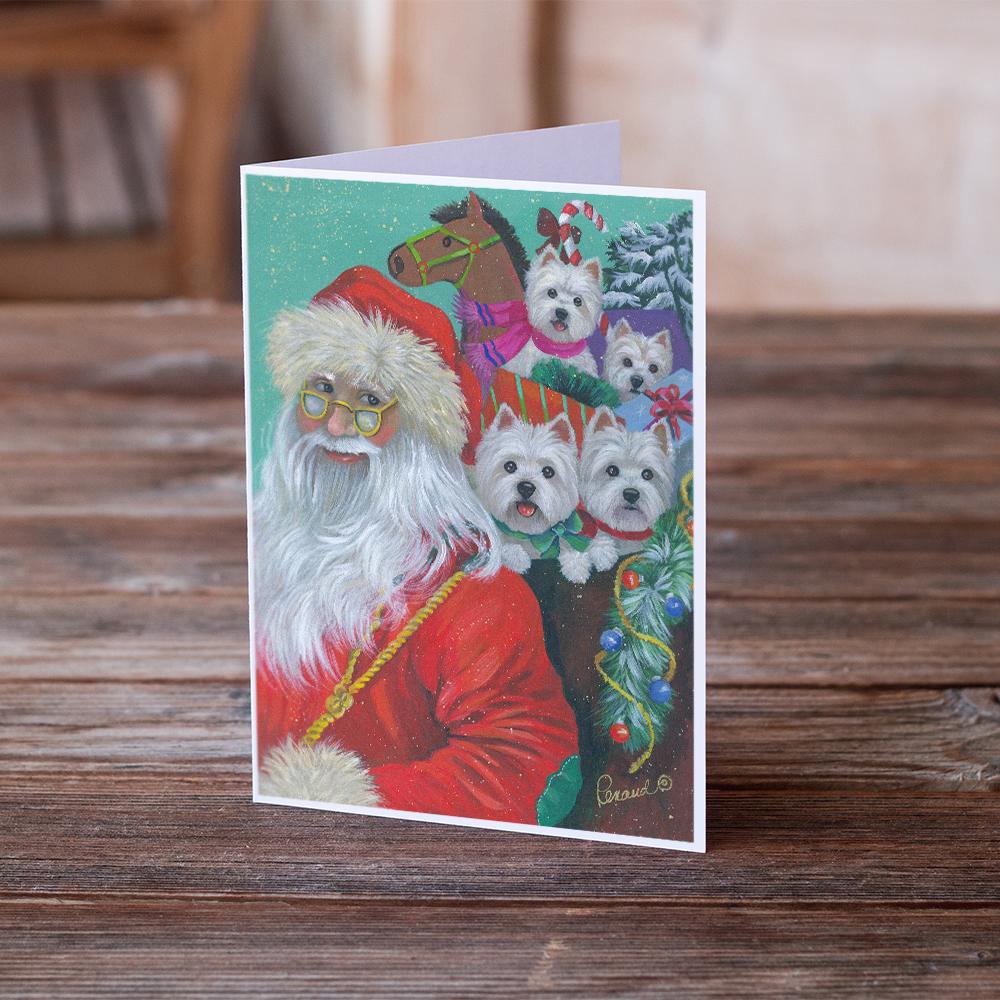 Westie Christmas Santa's Westies Greeting Cards Pack of 8 Blank Cards with Envelopes Whimsical A7 Size 5x7