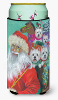 Westie Christmas Santa's Westies Tall Boy Hugger Can Cooler Sleeve Machine Washable Drink Collapsible Insulator Beverage Insulated Holder