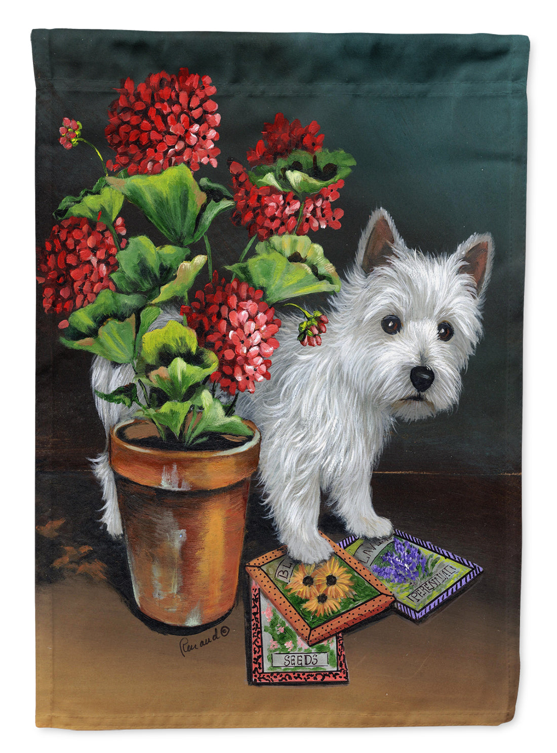 Westie Seedlings House Flag 28x40 Porch Sleeve Pole Decorative Outside Yard Banner Artwork Wall Hanging, Polyester