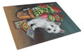 Westie Seedlings Cutting Board Tempered Glass Kitchen Cutting Surface, Heat Resistant Chopping, Non-Slip Feet, Food Prep & Serving