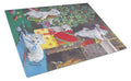 Westie Christmas Decorating Cutting Board Tempered Glass Kitchen Cutting Surface, Heat Resistant Chopping, Non-Slip Feet, Food Prep & Serving