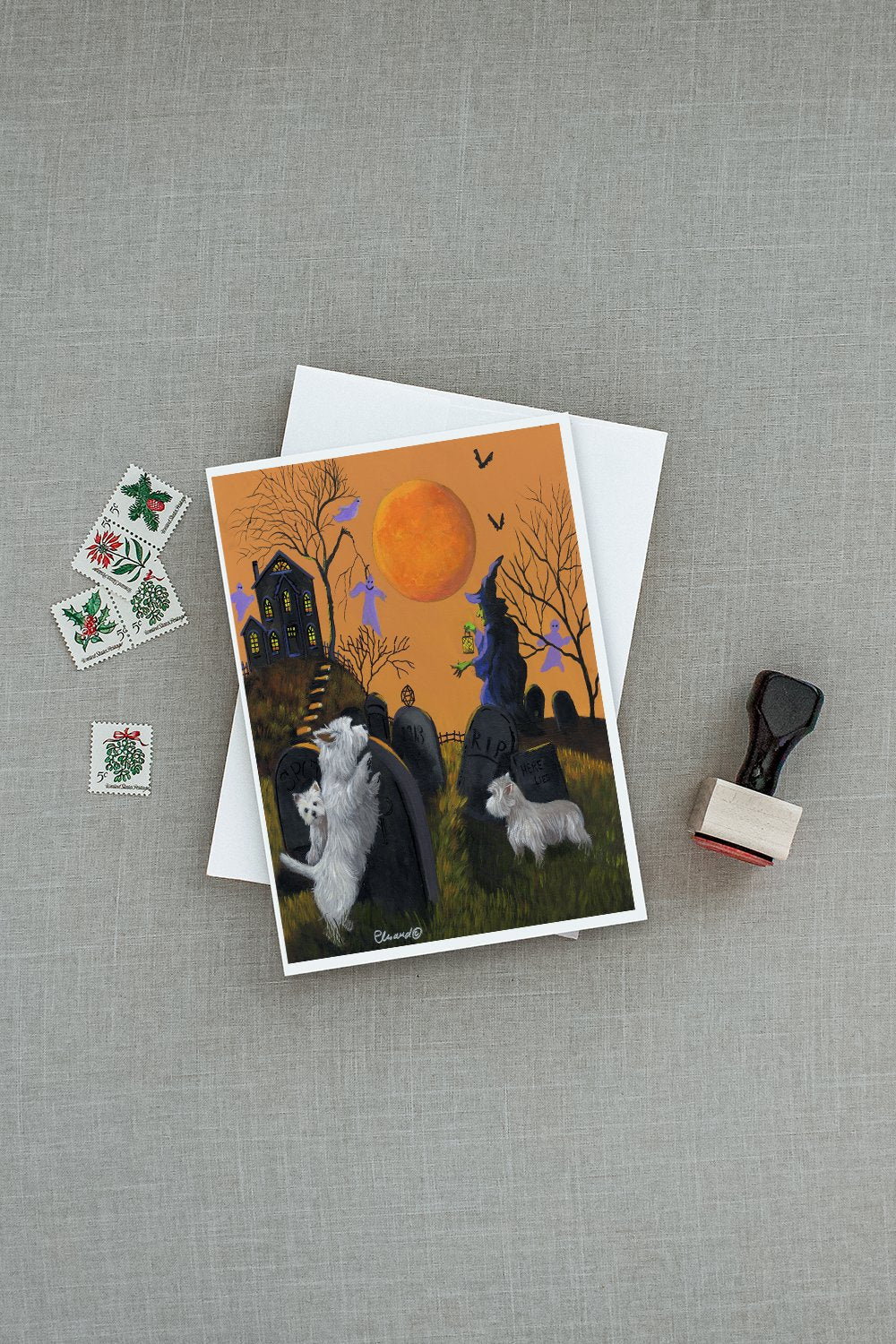 Westie Wicked Witch Greeting Cards Pack of 8 Blank Cards with Envelopes Whimsical A7 Size 5x7