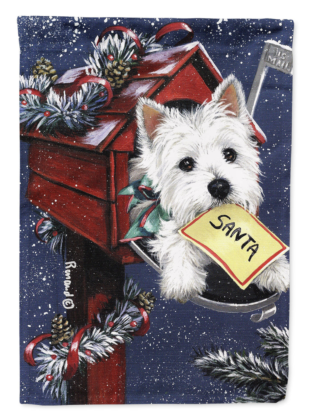 Westie Zoe's Christmas List House Flag 28x40 Porch Sleeve Pole Decorative Outside Yard Banner Artwork Wall Hanging, Polyester