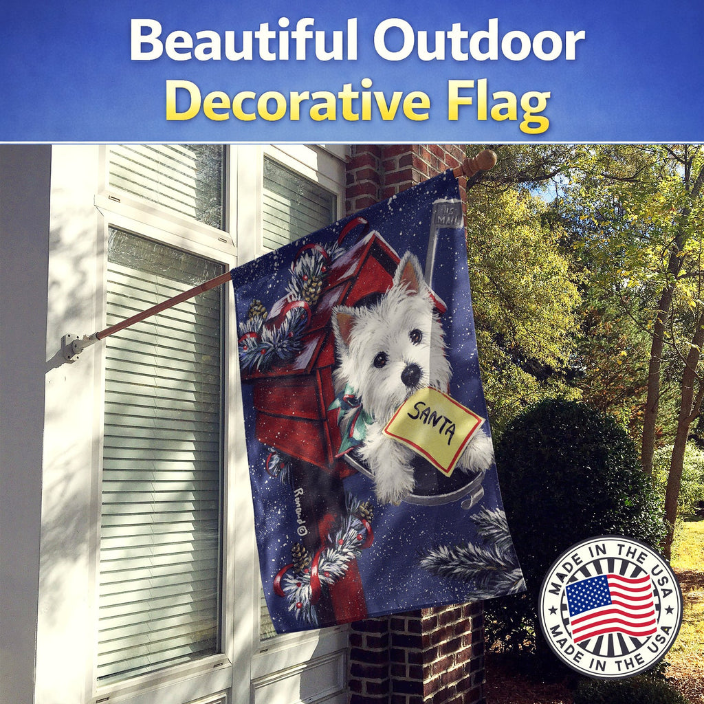Westie Zoe's Christmas List House Flag 28x40 Porch Sleeve Pole Decorative Outside Yard Banner Artwork Wall Hanging, Polyester