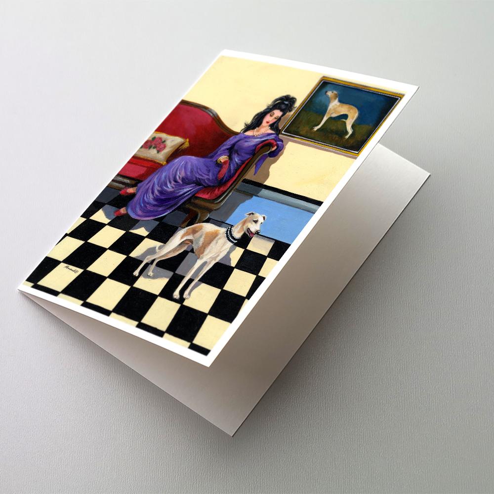 Whippet Elegance and Grace Greeting Cards Pack of 8 Blank Cards with Envelopes Whimsical A7 Size 5x7