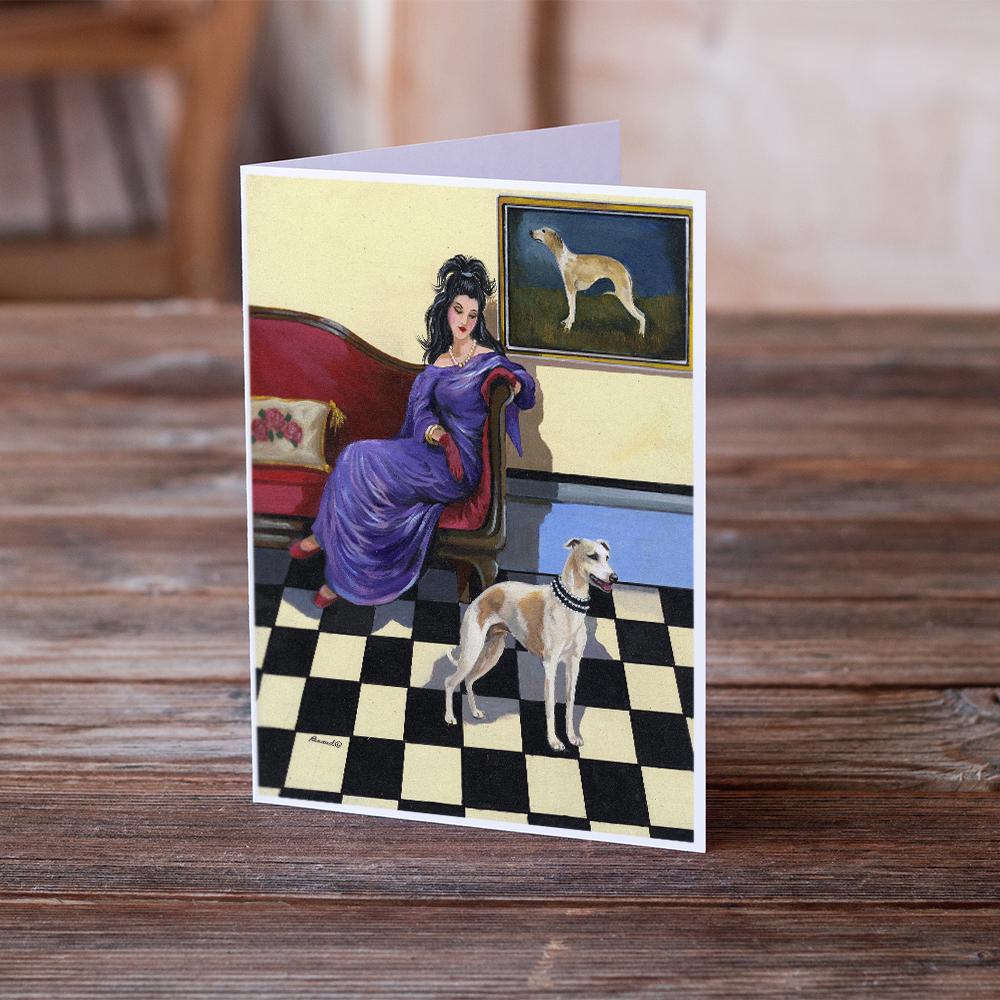 Whippet Elegance and Grace Greeting Cards Pack of 8 Blank Cards with Envelopes Whimsical A7 Size 5x7