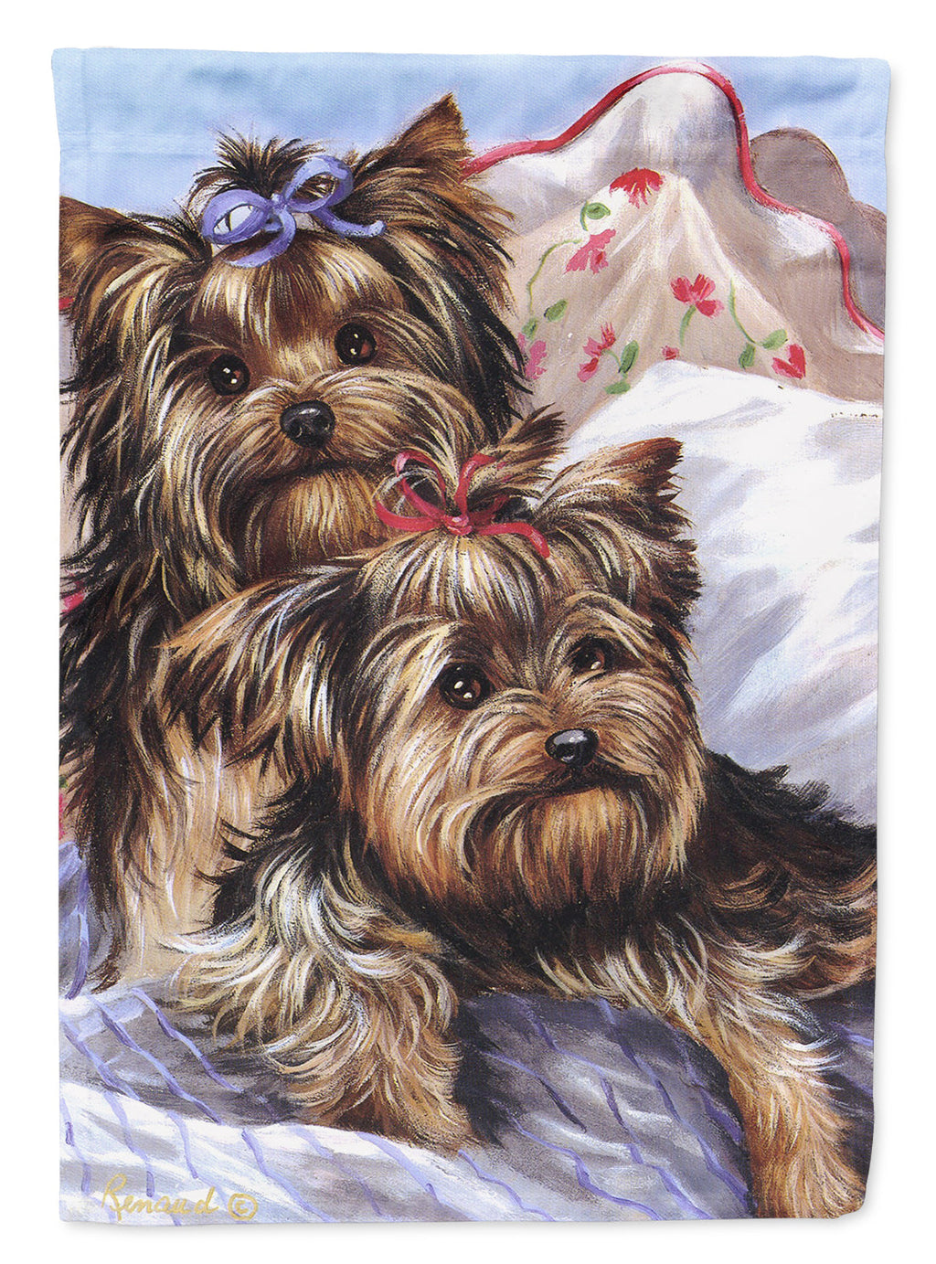 Yorkie Bed Bugs House Flag 28x40 Porch Sleeve Pole Decorative Outside Yard Banner Artwork Wall Hanging, Polyester