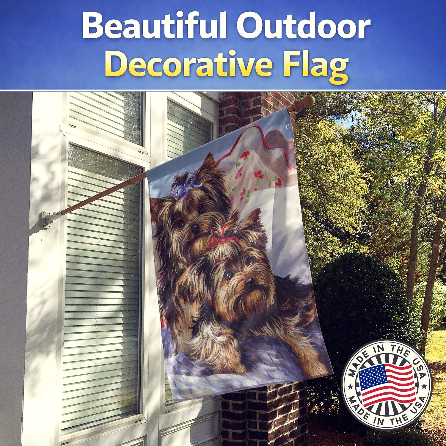 Yorkie Bed Bugs House Flag 28x40 Porch Sleeve Pole Decorative Outside Yard Banner Artwork Wall Hanging, Polyester