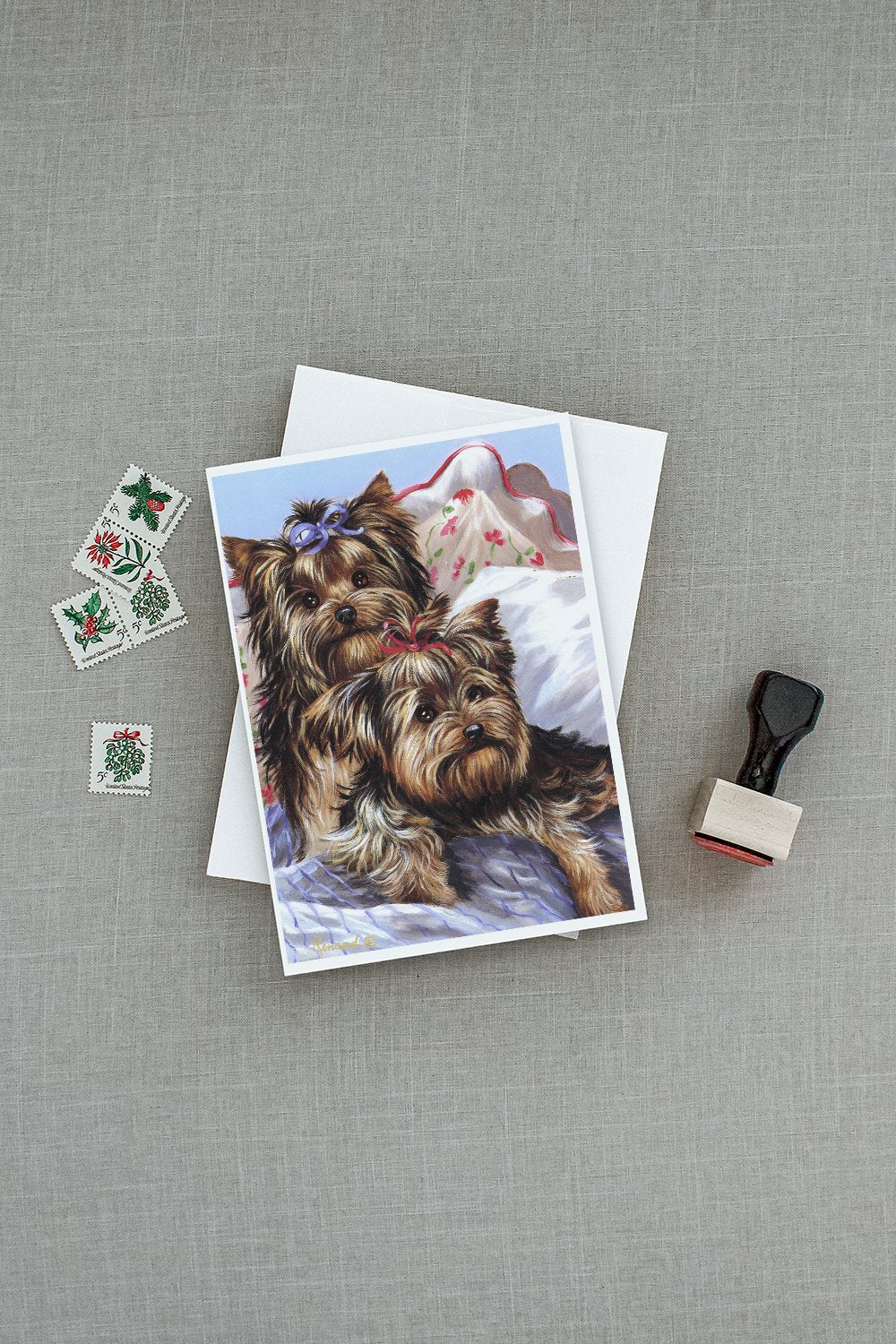 Yorkie Bed Bugs Greeting Cards Pack of 8 Blank Cards with Envelopes Whimsical A7 Size 5x7