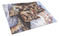 Yorkie Bed Bugs Cutting Board Tempered Glass Kitchen Cutting Surface, Heat Resistant Chopping, Non-Slip Feet, Food Prep & Serving
