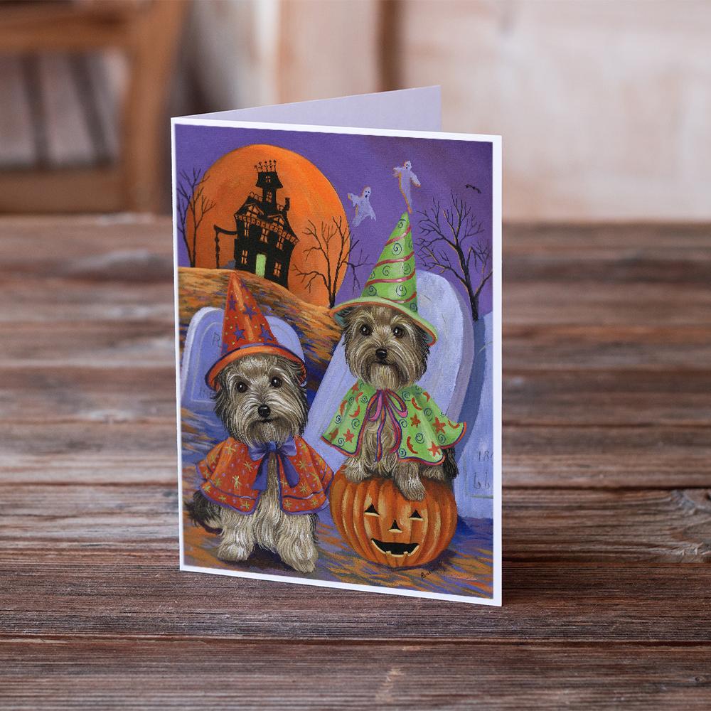 Yorkie Halloween Haunted House Greeting Cards Pack of 8 Blank Cards with Envelopes Whimsical A7 Size 5x7