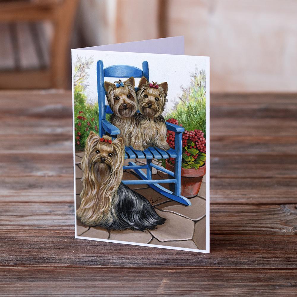 Yorkie Patio Sweethearts Greeting Cards Pack of 8 Blank Cards with Envelopes Whimsical A7 Size 5x7