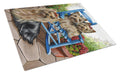 Yorkie Patio Sweethearts Cutting Board Tempered Glass Kitchen Cutting Surface, Heat Resistant Chopping, Non-Slip Feet, Food Prep & Serving