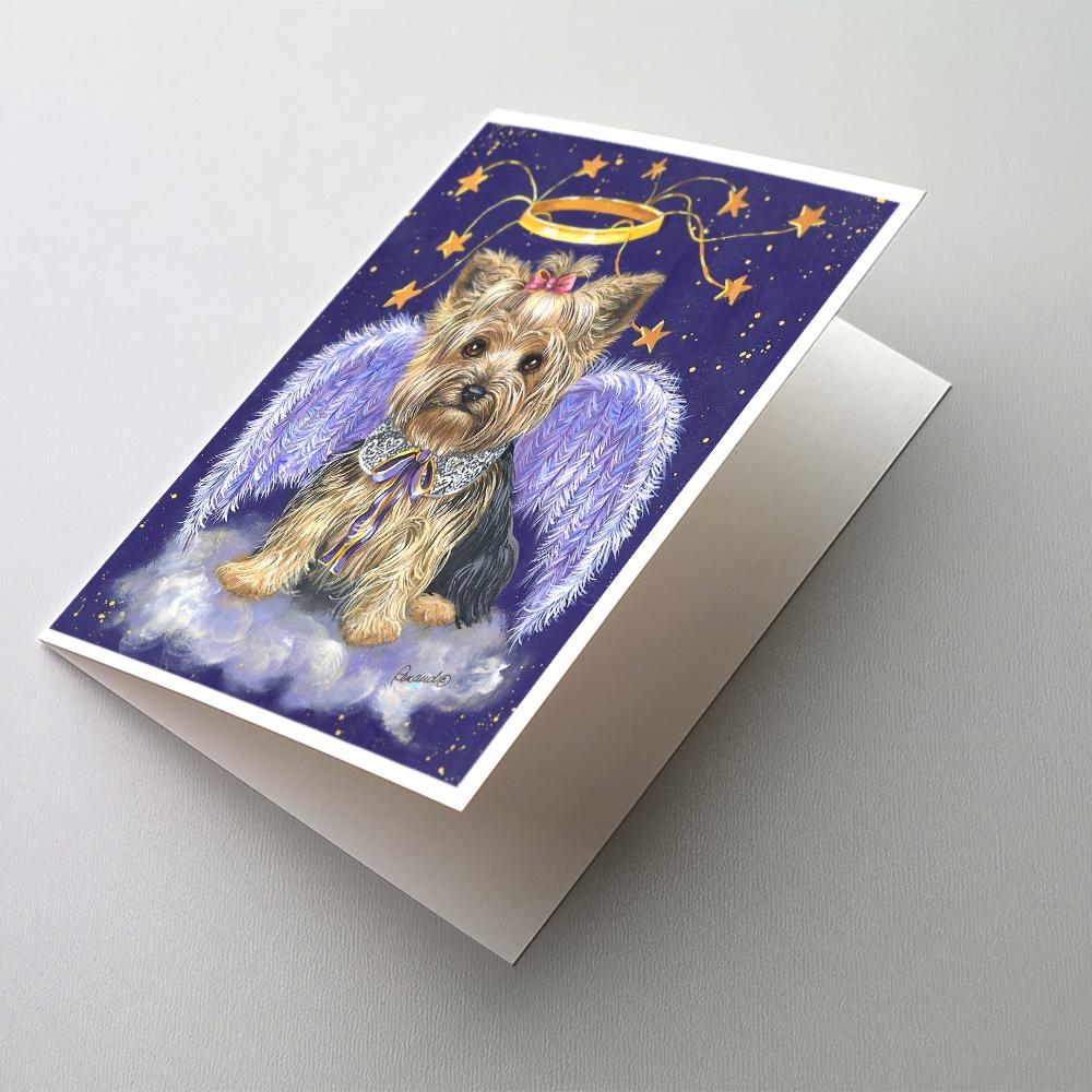 Yorkie Christmas Angel Greeting Cards Pack of 8 Blank Cards with Envelopes Whimsical A7 Size 5x7