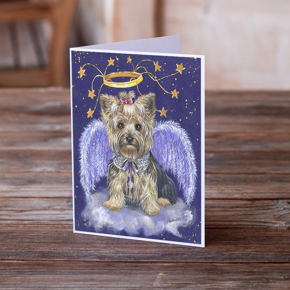 Yorkie Christmas Angel Greeting Cards Pack of 8 Blank Cards with Envelopes Whimsical A7 Size 5x7