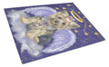 Yorkie Christmas Angel Cutting Board Tempered Glass Kitchen Cutting Surface, Heat Resistant Chopping, Non-Slip Feet, Food Prep & Serving