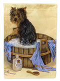 Yorkie Bath Time House Flag 28x40 Porch Sleeve Pole Decorative Outside Yard Banner Artwork Wall Hanging, Polyester